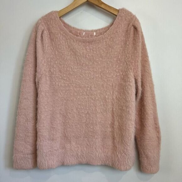 Vintage Unbranded Women’s Large Pink Plush Teddy Pullover Crewneck Sweater - Picture 1 of 12